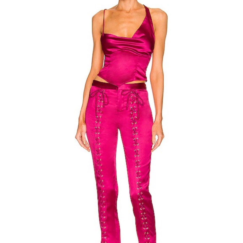 Song of Style Fuchsia Lace-Up Pants